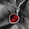 Blue Red TITANIC Heart of the Ocean Necklaces for Women Romantic Crystal Chain Pendant Necklaces Valentine's Day Zircon Gift