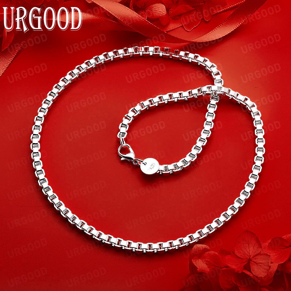 925 Sterling Silver Fashion Square Necklace - Banquet Gift Jewelry