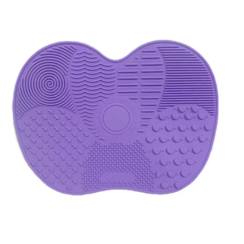 

Портативная 1 шт. Розовая силиконовая подушечка для очистки кистей для макияжа в форме яблока с присоской для эффективной очистки косметических инструментов фиолетовый