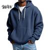 Easy Wear Versatile Outerwear Men Waffle Texture Sweatshirt, Loose Fit Long Sleeve Pullover Tops with Oversized Knit Sweatshirt for Front Pocket,
