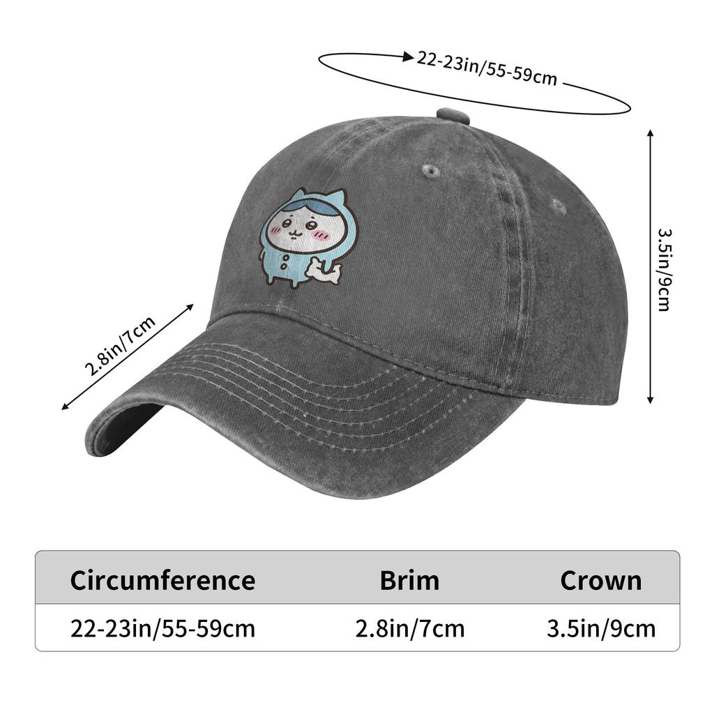Vintage Blue Hachiware Chiikawa Cute  Baseball Caps Distressed Denim Cap  Outdoor Activities Adjustable Fit Hats Cap