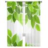 Fresh Green Leaves Tulle Sheer Window Curtains For Living Room Bedroom Modern Chiffon Voile Curtains Fabric Drapes