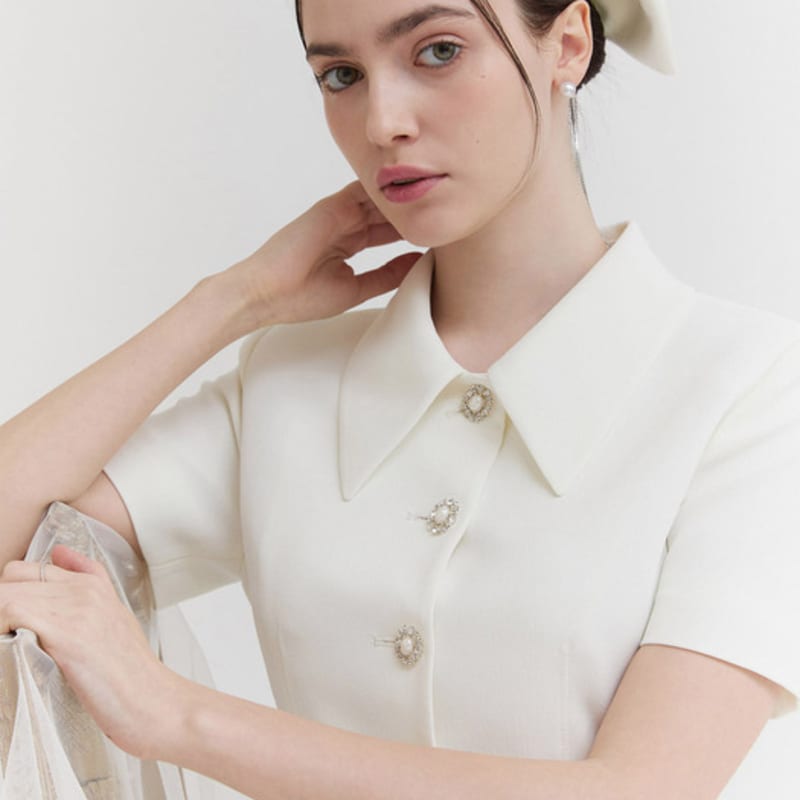 THECHEMI Jewel Ribbon Hair Pin (2 Colors)