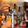 Triple Taps Draft Beer Tower Dispenser, Stainless Steel Keg Beer Tower, Kegerator Tower Kit with Pre-Assembled Tubing and Self-Closing Faucet Shanks