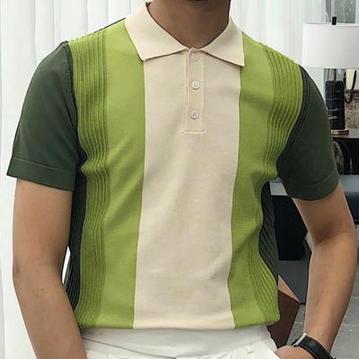 Neues Sommer-Herren-POLO-Shirt mit Streifen, atmungsaktiv, bequem, kurzärmelig