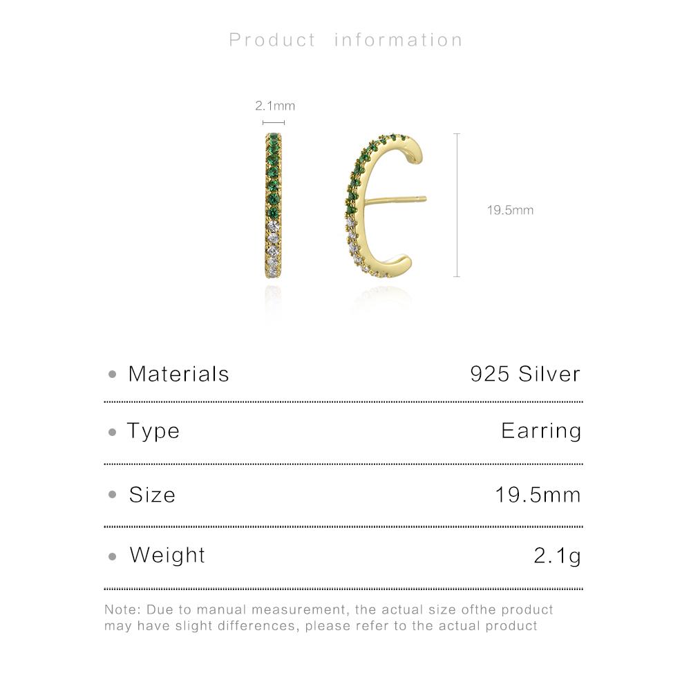 ANDYWEN 925 Sterling Silver Gold Red Green Stud Earring Line Piercing Women Fine Jewelry Rock Punk