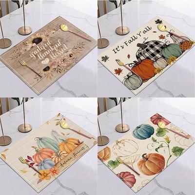 1PC Thanksgiving Day Placemats Pumpkin Print Tableware Mat Christmas Decor for Home Xmas Navidad Noel NewYear Table Decor