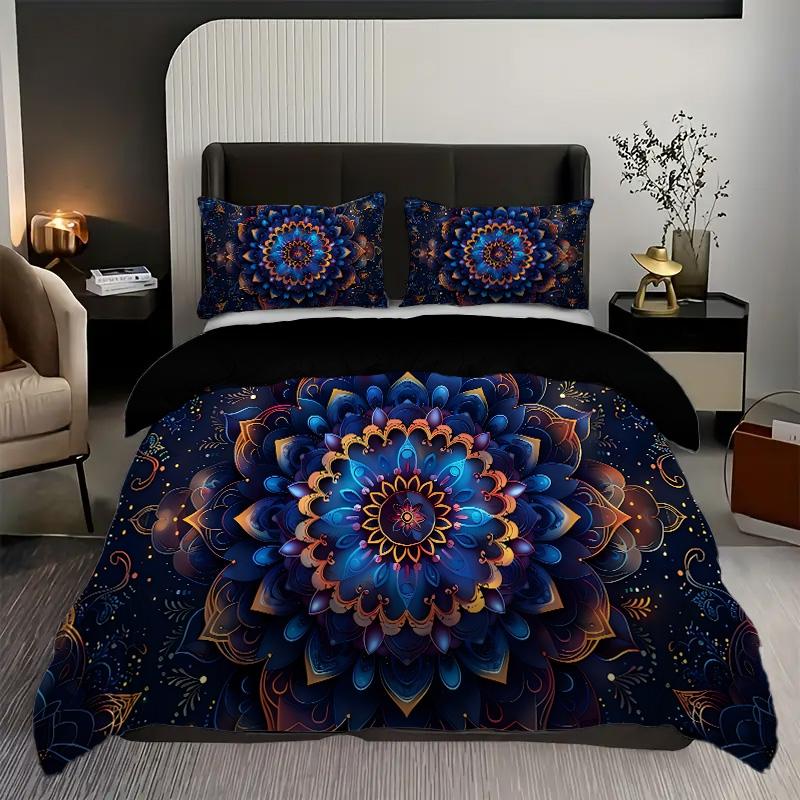 Comforter Mandala Flower Plants 3D Printed Bohemian Style Color Art Bedding Set For Kids Teens Adults