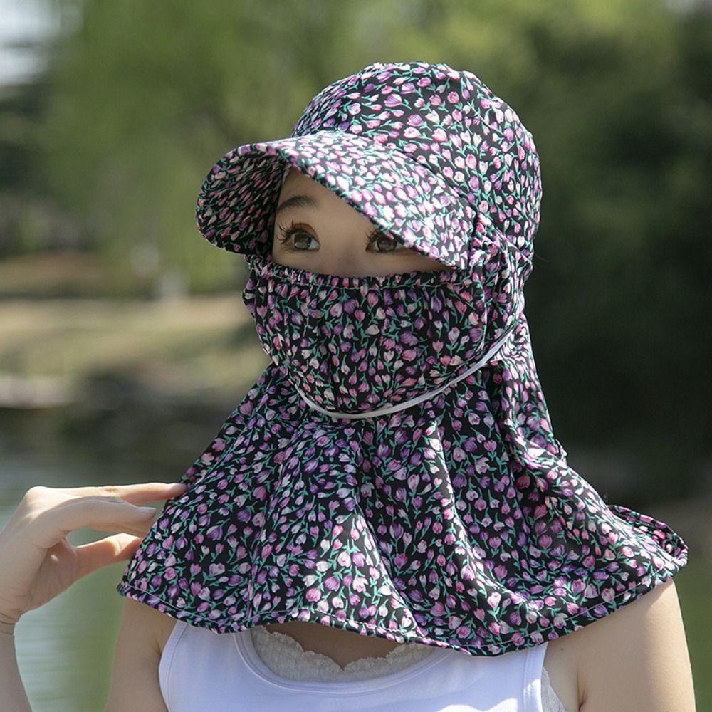 Sun Protection Women Sun Hat Ear Flap Sunscreen Bucket Hat Neck Protective Cover Cap  Summer