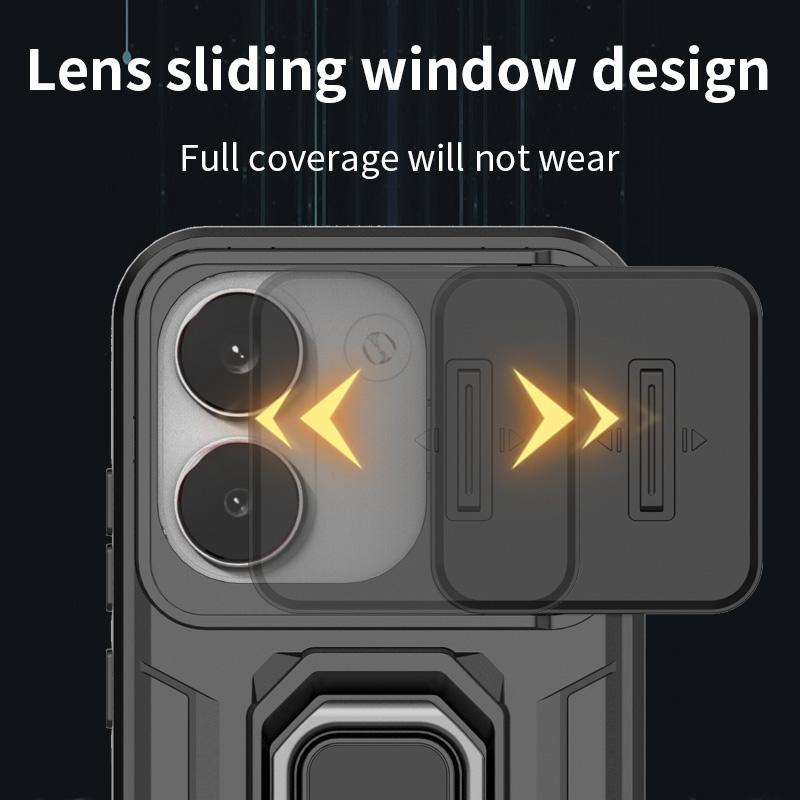 For Poco X8 Pro Case Slide Windows Cover Poco X8 Pro Coque Fundas Battle Ring Holder Push Lens Back Phone Case Poco X8 Pro