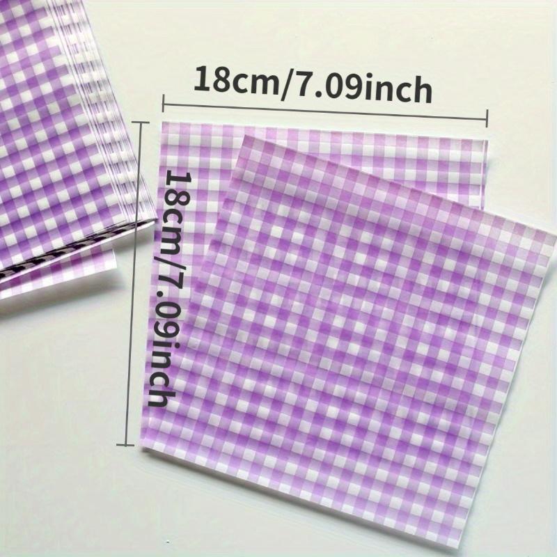 100 sheets , Plaid Pattern Wax Paper Sheets (7.09''x7.09''), Grease Resistant Food Wrapping Paper, Disposable Food Wrappers