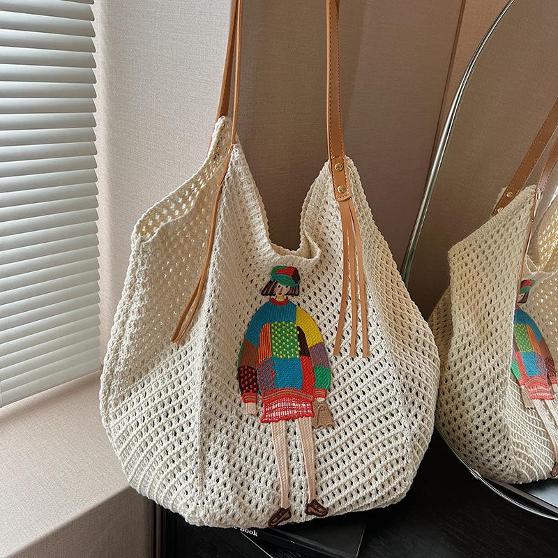 Lazy style fashion knitted bag women's new shoulder armpit bag large capacity commuter tote bag