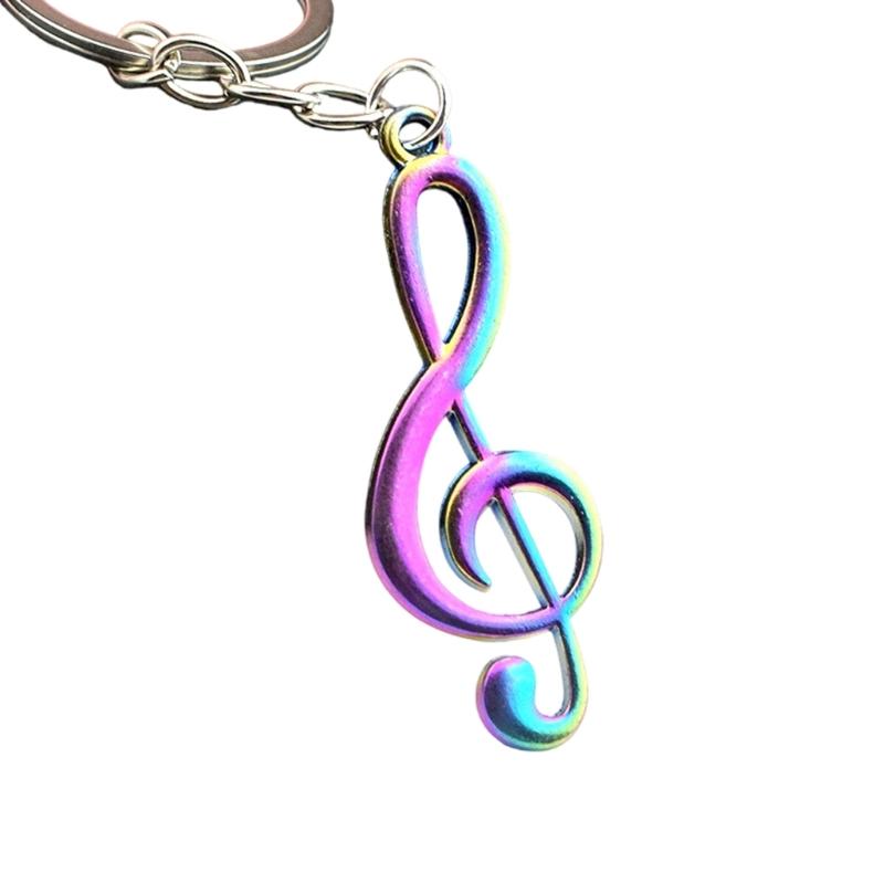 Musiknoten Schlüsselanhänger Violinschlüssel Zinklegierung Metall Schlüsselring mit poliertem Finish für Schlüssel Taschen und Reißverschlussschieber purple
