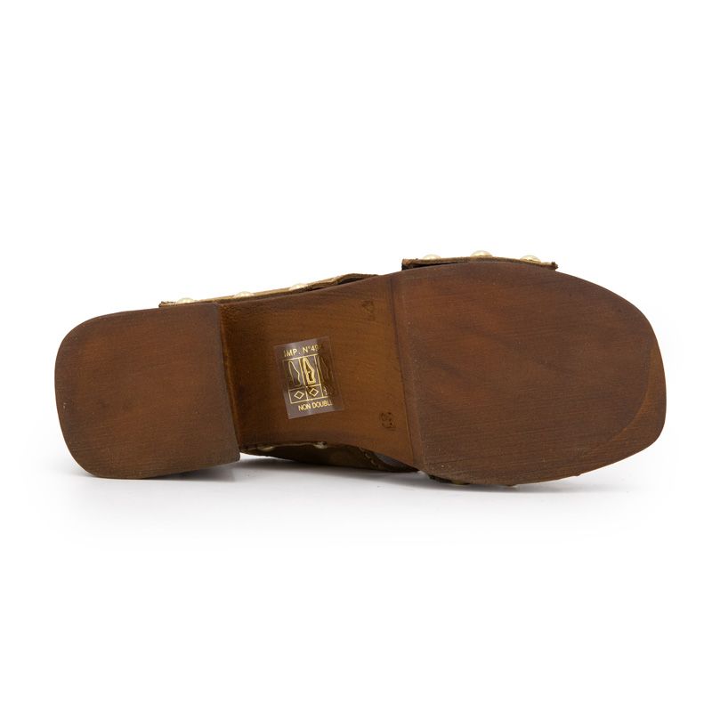 Mules croisées pipa à talons de 6cm avec clous doré Femme LES TROPEZIENNES PAR M.BELARBI