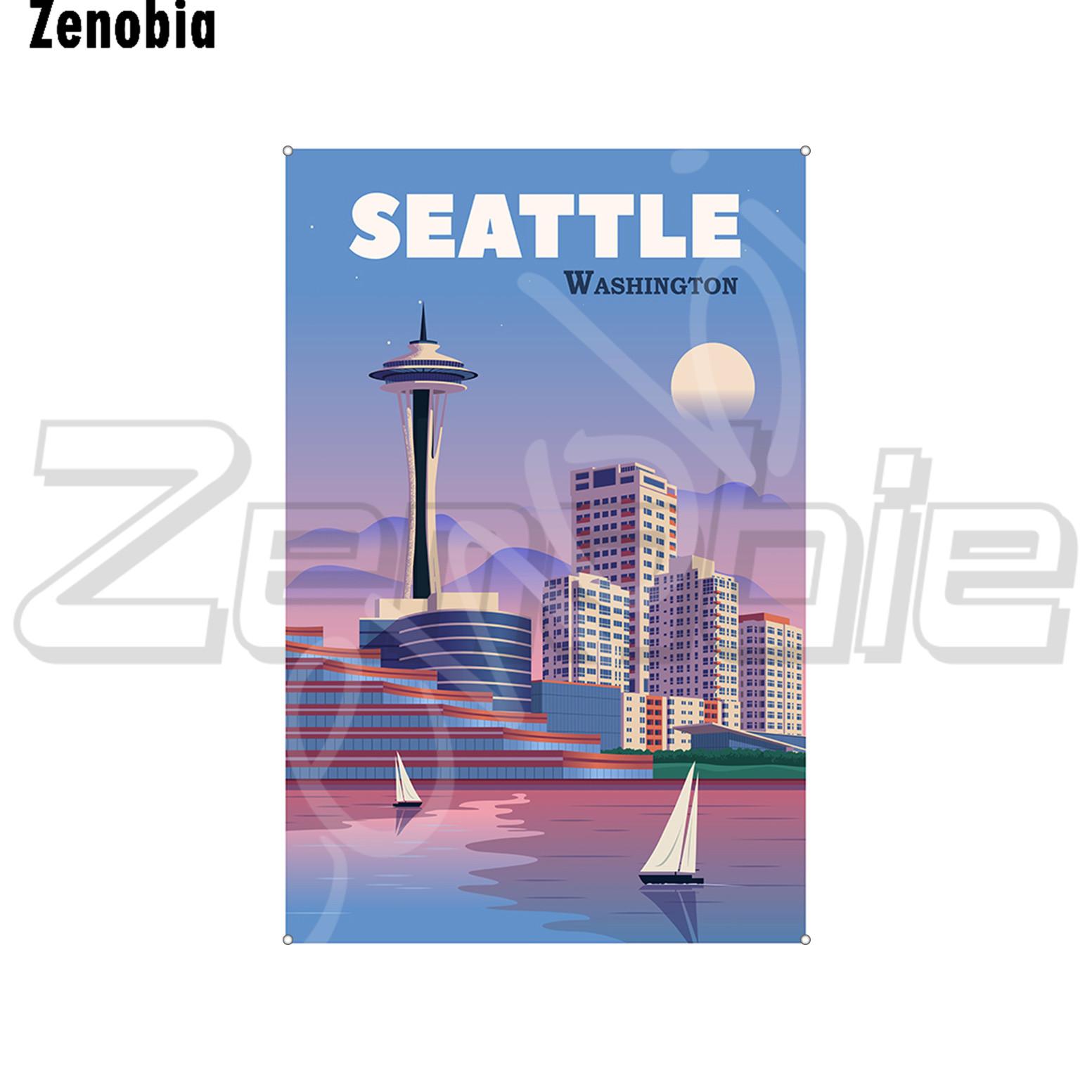 

Винтажный дорожный металлический знак Seattle Fjords Napa Valley Landmark Buildingtin Sign City Landscape Metal Poster Plaque для декора комнаты 20x30cm