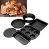 6pcs Baking Mold Set Loose Bottom Anti Stick Carbon Steel Cake Pizza Brd Pan for Home Kitchen