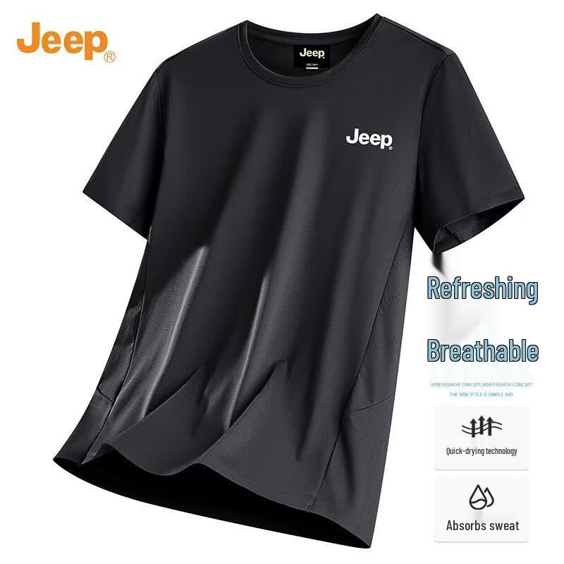 JEEP Men's Ice Silk Quick-Dry Round Neck T-Shirt