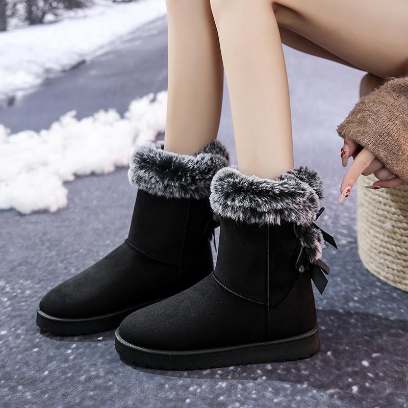 Fashion 2024 New Women Outdoor Comfortable Round Toe Boots Women Casual Winter Plush Fleece for Warmth Flat Snow Boots Shoes for Women