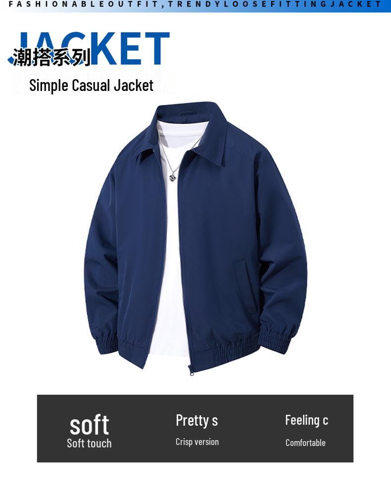2025 Men's Trendy Lapel Windbreaker: High-End Spring/Autumn Loose Fit Jacket