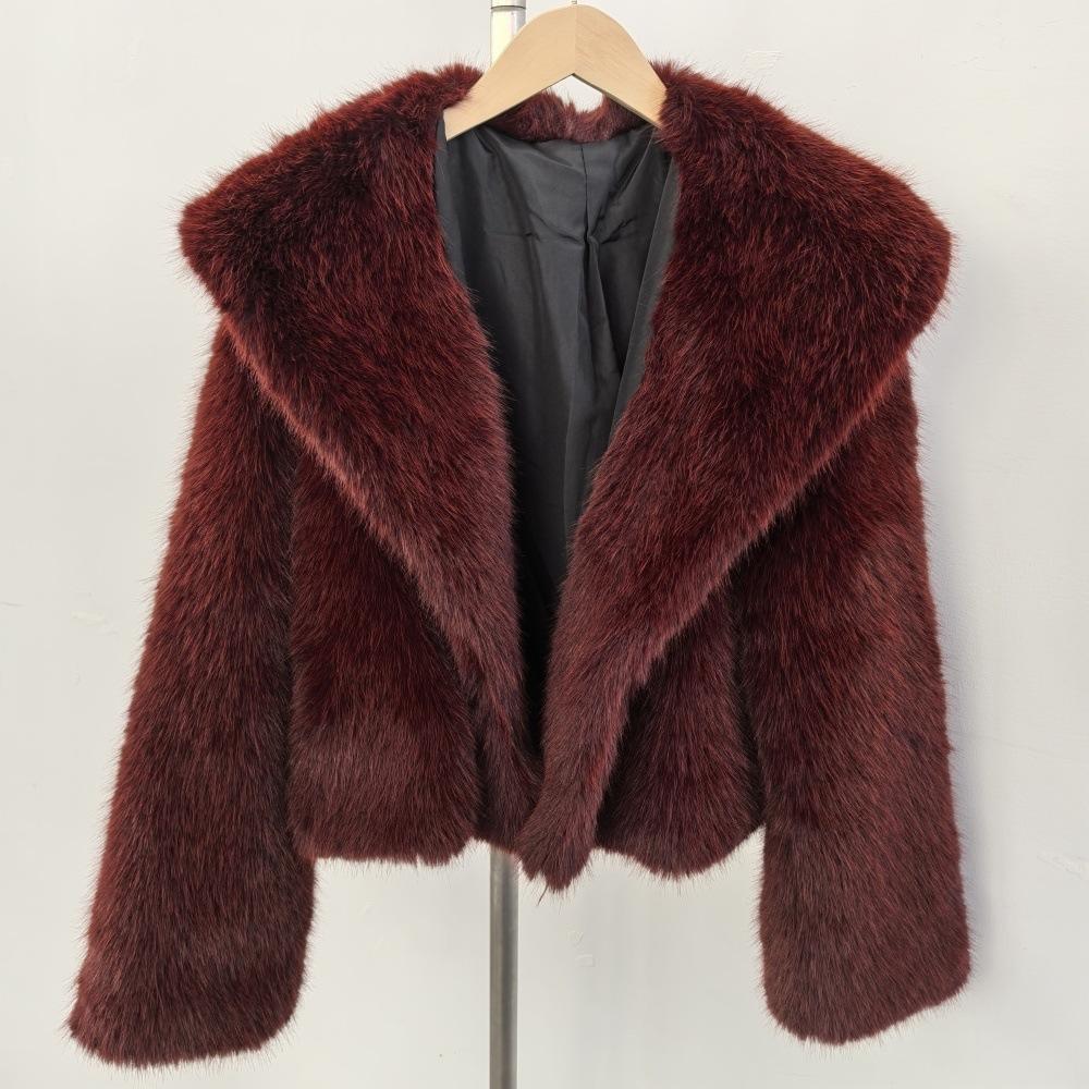 

Imitation Fox Fur Fake Fur Coat Women s Short Fashion Fur Coat High Quality Autumn Winter Women Jacket Coat 2026 L червоний