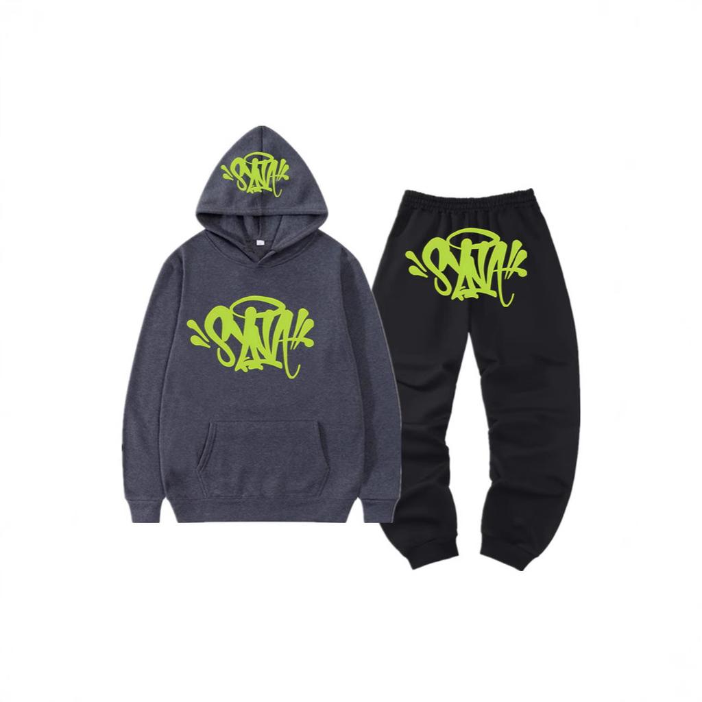 SynaWord High Street Fashion Brand Suit Male Trend Hip Hoodie Syna Printed Sweater Suit