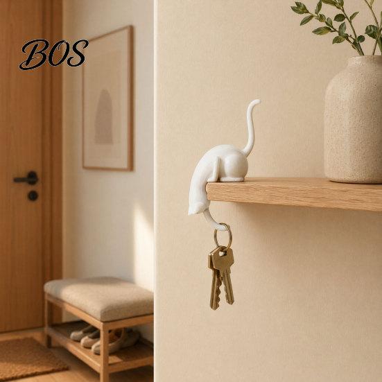 Home Decor For Cat Lovers 2Pcs 3D Printed Shaped Hook, Black And White Cute Key Hanger, Hook Decorative Ornaments for Lovers, Creative Wall