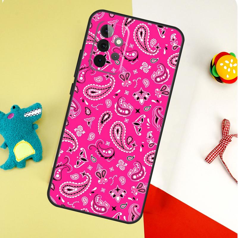 Black Bandana Paisley For Samsung Galaxy A05 A06 A16 A54 A34 A14 A55 A35 A15 A53 A33 A13 A22 A32 A52 Phone Case