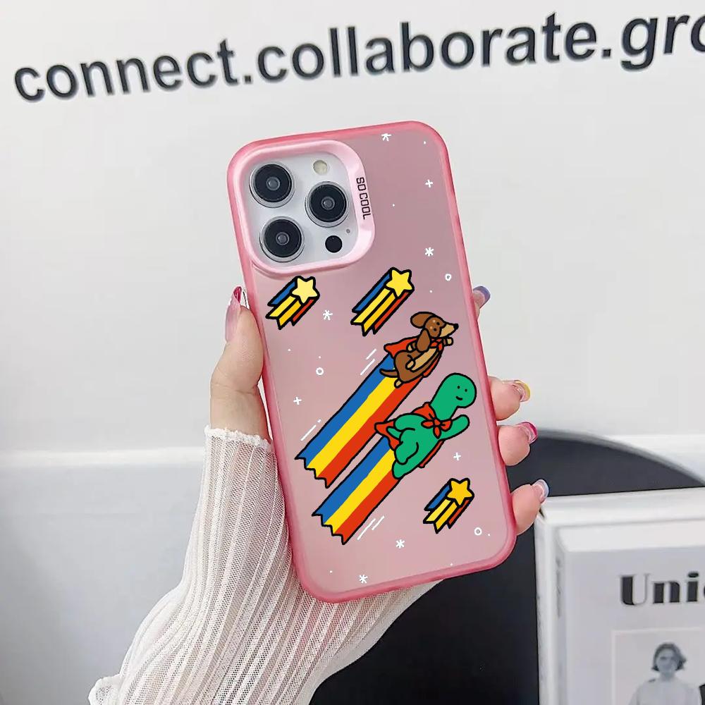 

Cute rainbow puppy dog pattern Phone Case For lMDColor Silver Shell For lPhone 17 16 e 15 14 13 12 11 Pro Max Plus iPhone 15 Pro