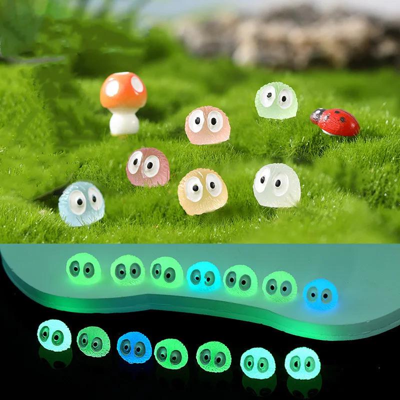 20Pcs Luminous Briquettes Elfs Black Ball Sprite Duck Figurine Car Decor Glowing Miniature Fairy Car Decoration Accessories