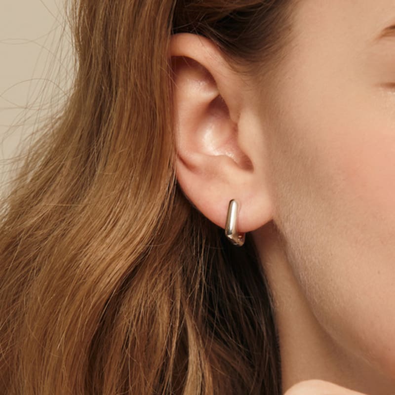 

murmur [925silver]Volume square hoop earring Silver