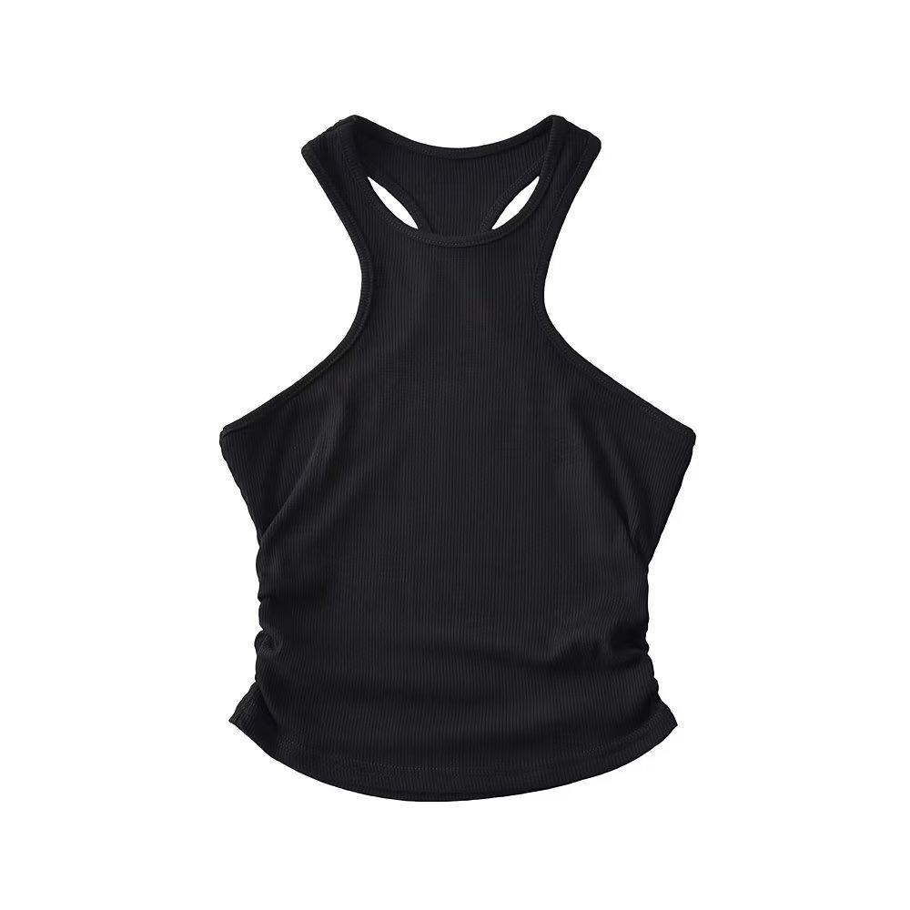 Double Side Pleated Thread Vest Women'S New Narrow Shoulder I-Shaped Tight Fitting Suspender Thread Top