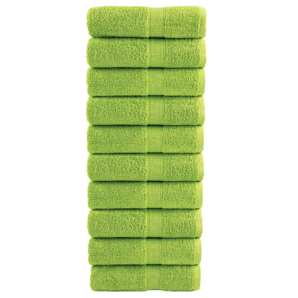 Premium Solund Hand Towels 10 Pcs, Green, 30X50 Cm, 600 G/Cm²