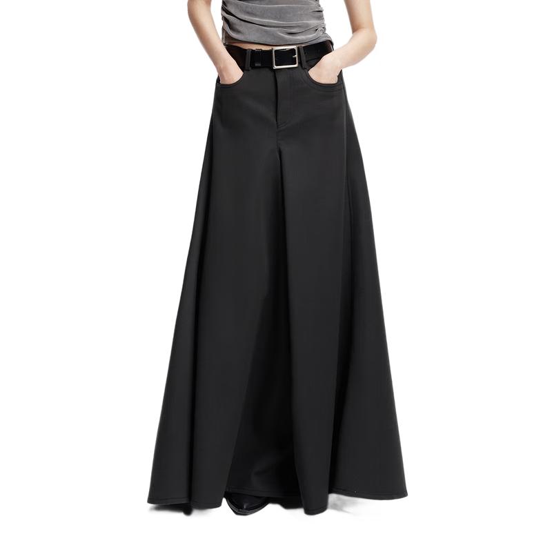 MO&Co. 2024 Spring Wool Blend Pleated A-Line Midi Skirt S