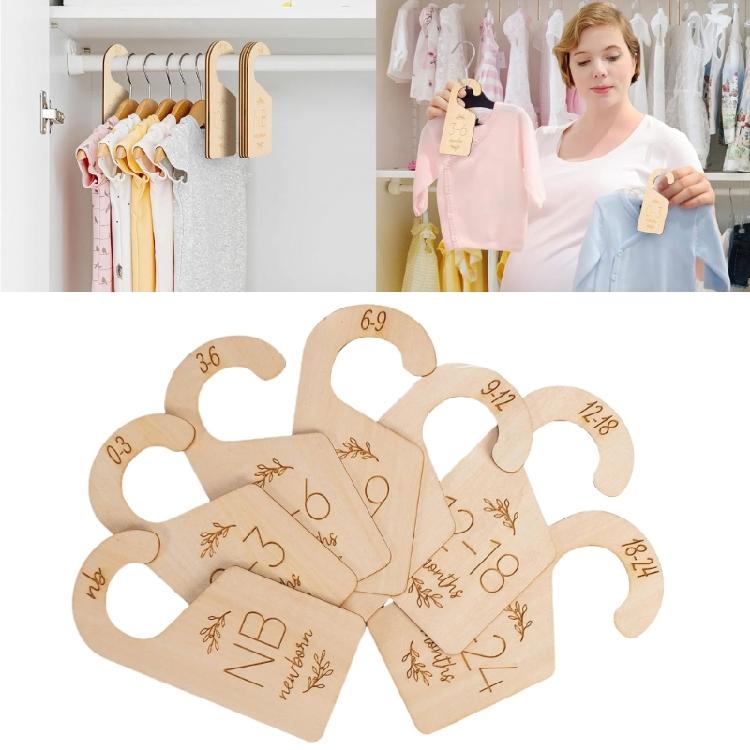 Wood Baby Closet Organizers Practical Baby Clothes Hanger Children's Wardrobe Size Divider with Engraved Number