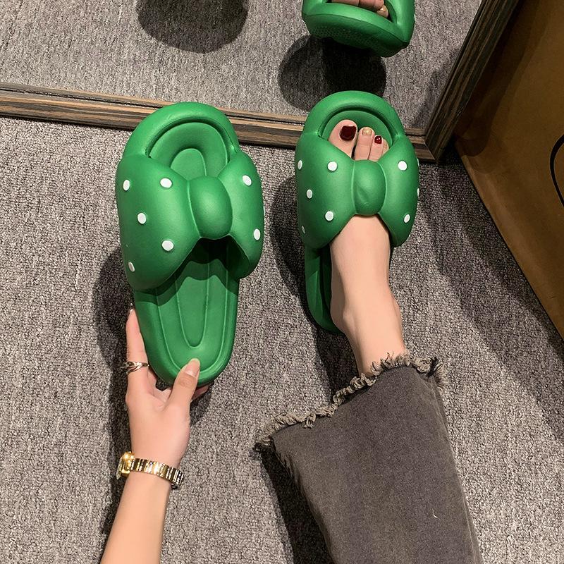 

Крутые тапочки женские с бантом ванная комната дом нескользящие домашние летние для помещения 40-41 зелёный