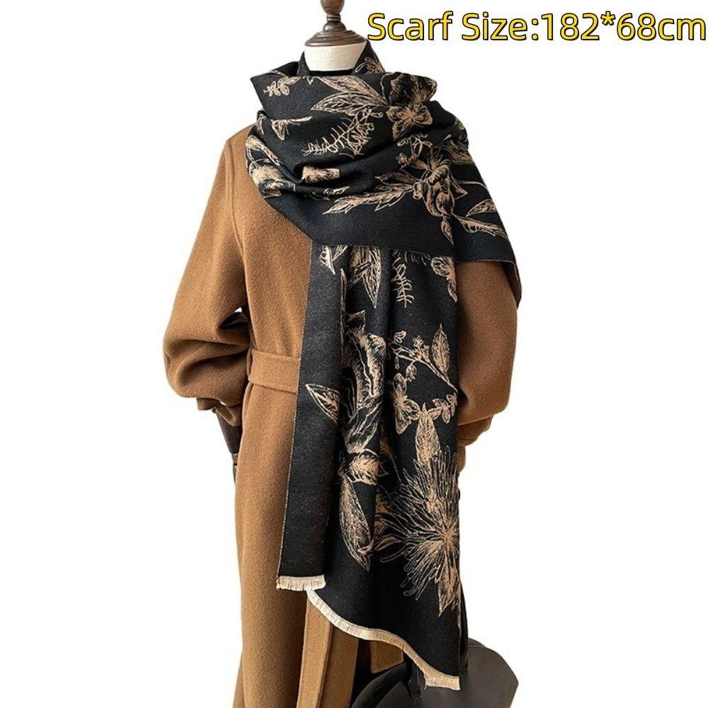 High Quality Two-Sided Design Cashmere Jacquard Scarves Thickened Warm Wrap Shawl Winter Scarves Women
