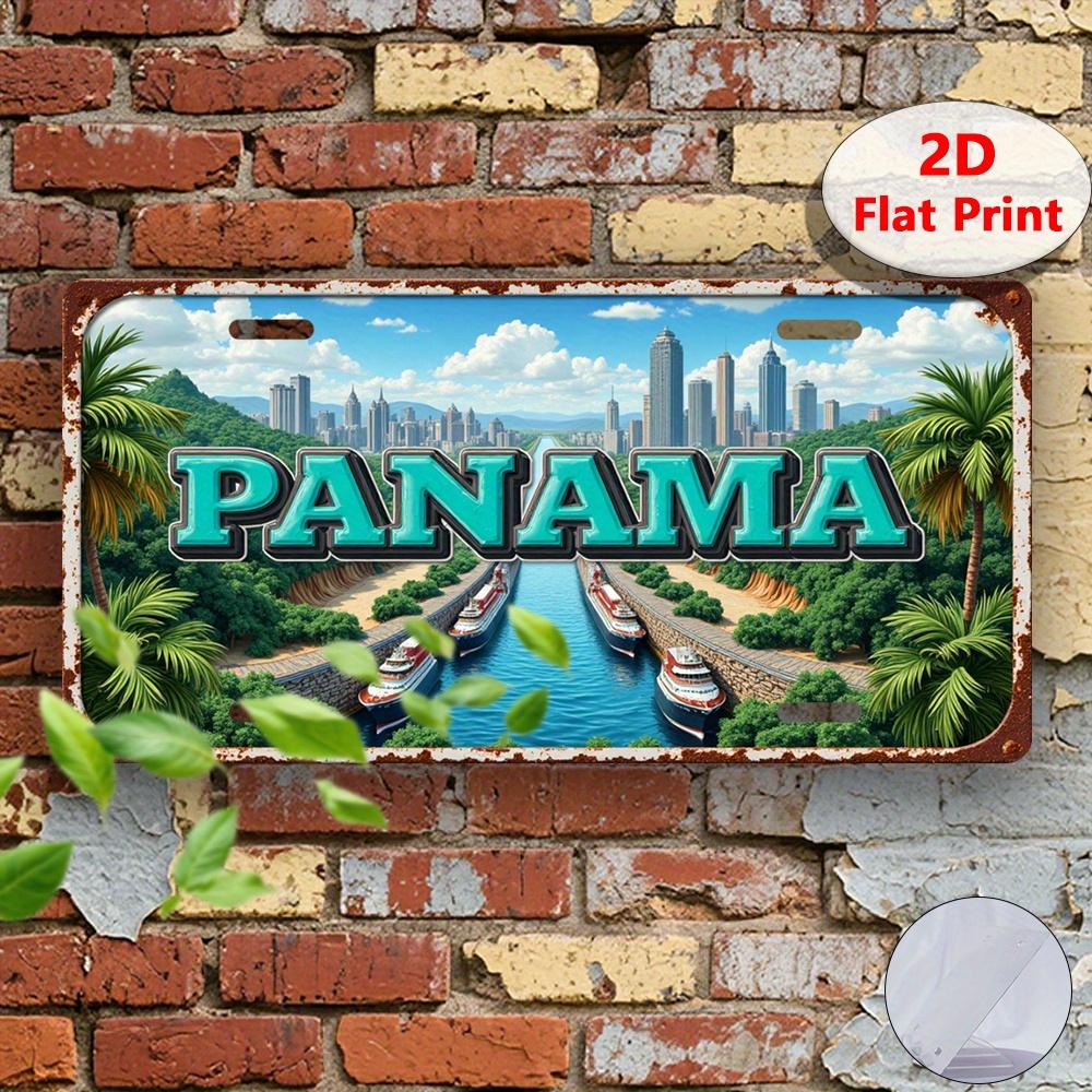 D Flat pc D Flat Printing Vintage Tin Sign Decorative Plaque and Ornament Panama Canal PANAMA Panama Travel Souvenir 15x30cm(5.9x7.8inch)