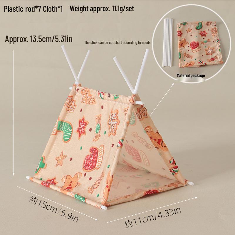 Miniature Christmas Print Camping Tent for Dollhouse Scenes