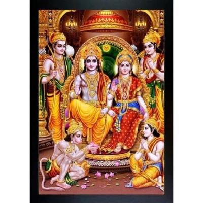 Paintings Ram Darbar Sparkle Coated Framed Home Decorative Gift Item Painting Pooja Décor Wall Frame -5x7 Inch