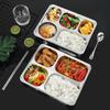 Dinner Plates Food Plate Stainless Steel 2/3/4/5 Grids Dinner Tray Dinnerware Divider Plate For School Lunch Container