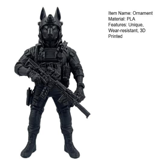 Anubis Tactical Dog Statue, 3D Printed Egyptian Warrior Decor, Mythical Military Figurine for Desk, Collectible Gift for Men