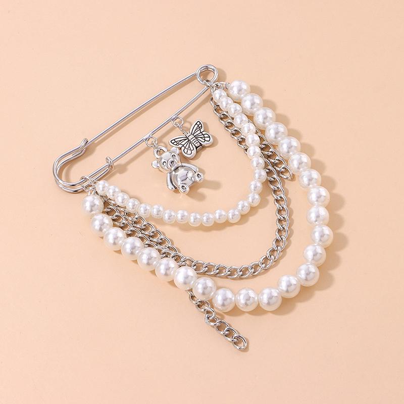 Elegant Pearl Chain Tassel Brooch Fashion Women Clothing Decor Accessories Jewelry Pin Pants Waist Adjust Pins Bag Pendant Gifts