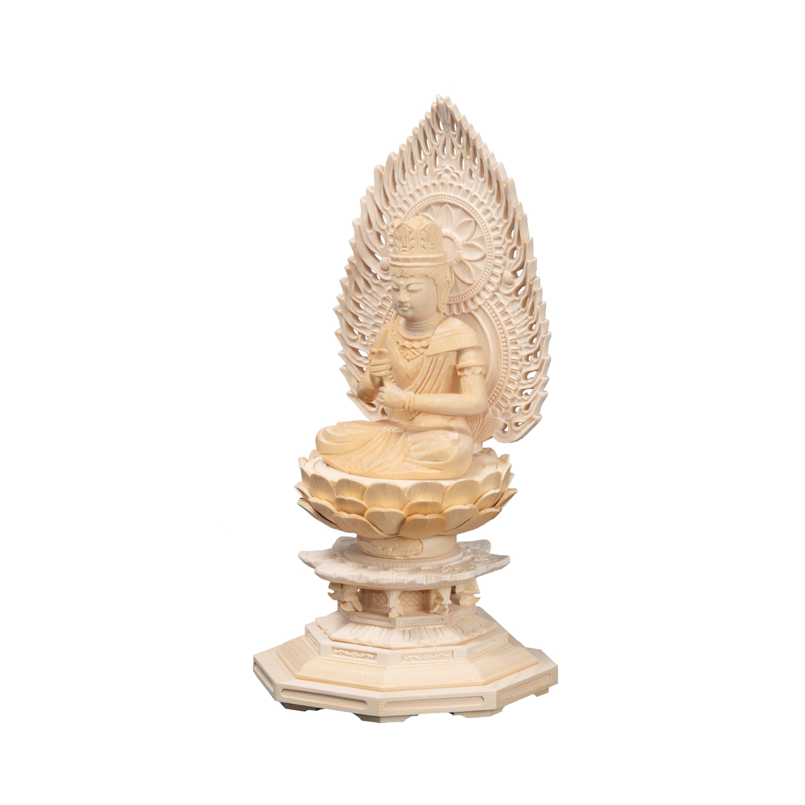 

Буддийский алтарь Сайтоя Хиноки Восьмиугольное Пламя дюймы, Дерево, Основание, Нимб, Дайнити, 2.0