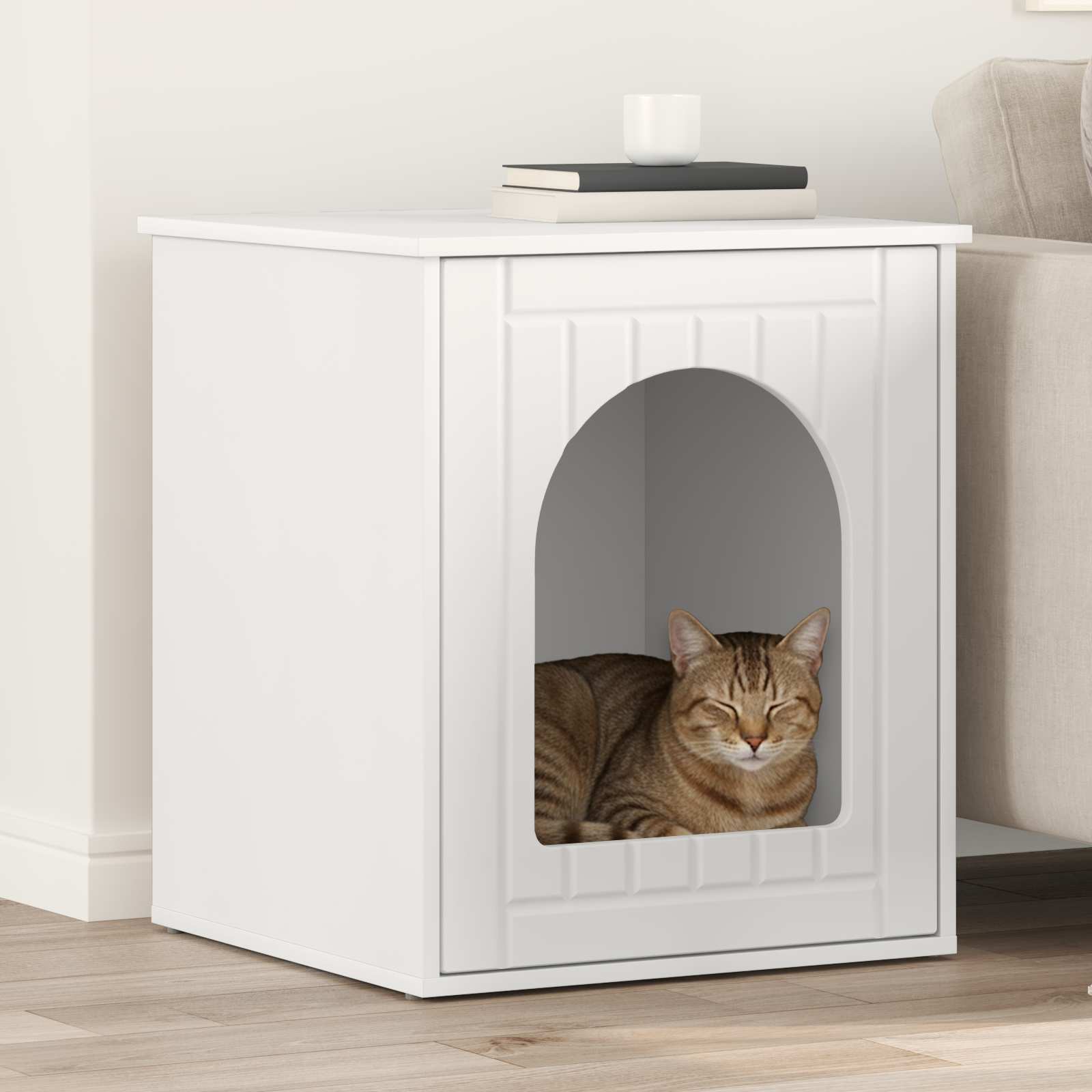 vidaXL Katzenhaus Weiß 53 x 52 x 62 cm Holzwerkstoff weiß