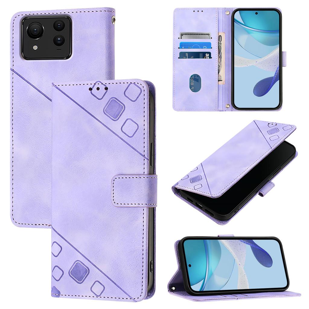 Fashionable Geometric-Patterned Wrist-Strap PU Leather Phone Wallet Case for Asus Zenfone 11 Ultra,12 Ultra,Asus ROG Phone 8,8 Pro,ROG Phone 9,9 Pro