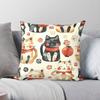 Japanese Neko Cat ManekiNeko Square Pillowcase Polyester Linen Velvet Printed Zip Decorative Bed Cushion Cover x