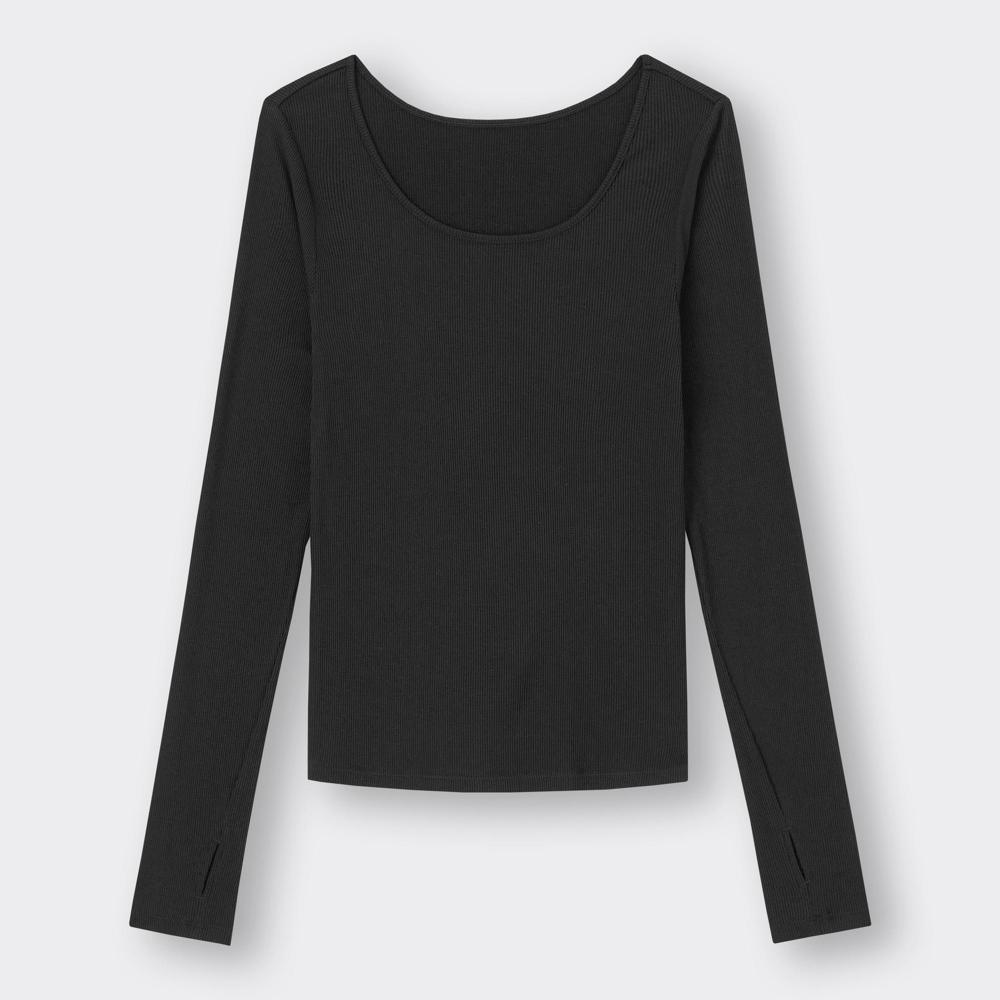 GU by Uniqlo Stretch Ribbed U Neck Tee  12 qUarter Sleeve   Warm 