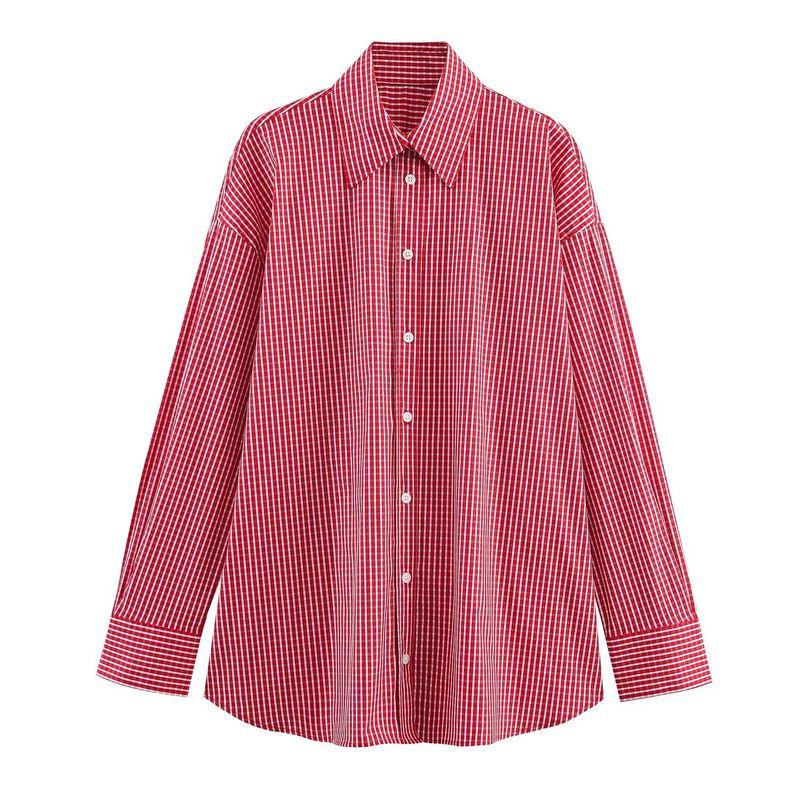 Za Autumn and Winter New Arrivals Women's Clothing Zr European and American Style Fashionable Versatile Striped Poplin Loose Shirt 8823531