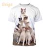 Funny Cute Cat 3D Printing T-Shirt Animal Creative Personality Interesting Street Round Neck Short Sleeve Tees Tops