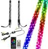 12V RGB LED Whip Lights 1FT Pair with Remote APP Control ATV UTV Off-Road